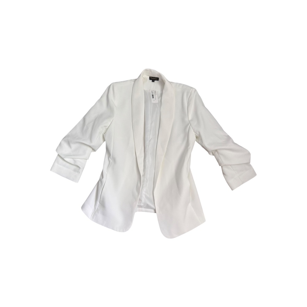Evelyn & Arthur‎ Frederique Ruched Sleeve Blazer Off White Women's Size S NEW